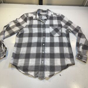 LUCKY BRAND Womens Shirt Sz M Soft Flannel Plaid Long Sleeve Button Up